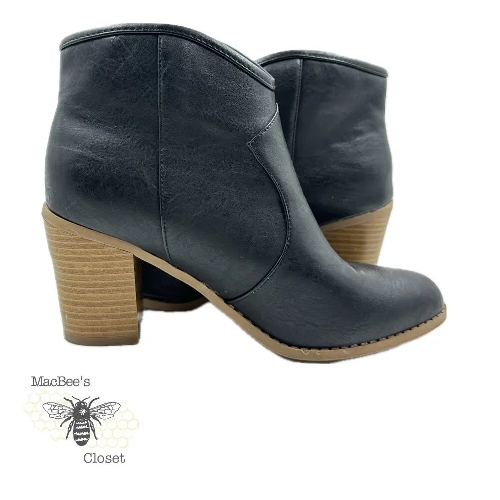 Maurices Black Vegan Leather Western Style Cowgirl Boots Black 9.5 in Womens - Picture 11 of 16